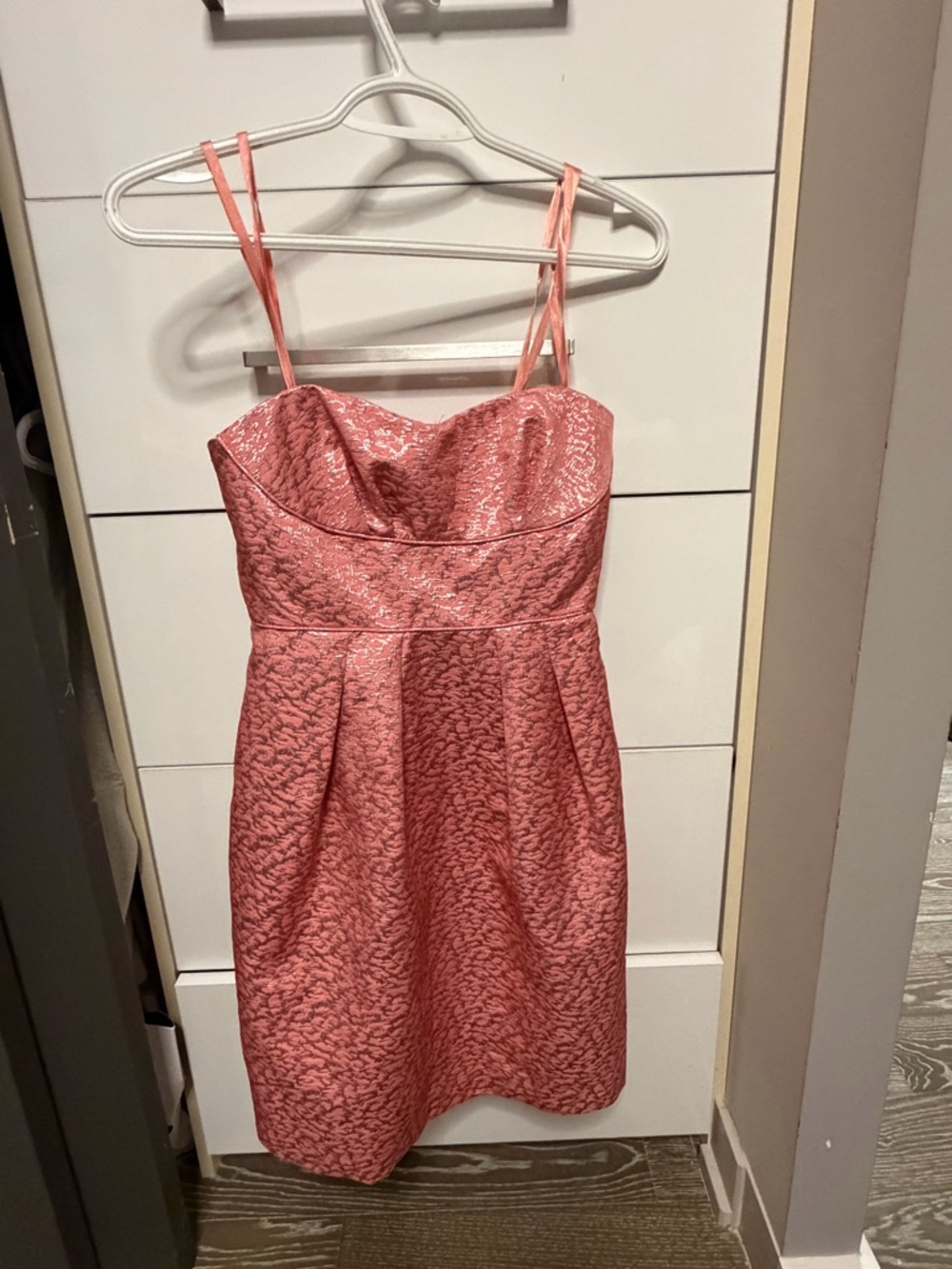 Pink with silver metallic detail strapless  Cocktail Dress